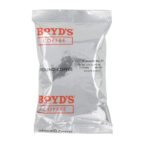 Boyd's Coffee Ground Coffee, French No. 6, Dark Roast , 2.5-Ounce Portion Packs (Pack of 50)