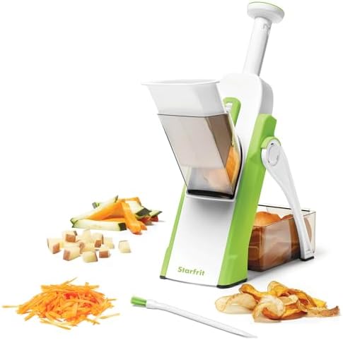 Starfrit Pump'n'Slice Vertical Mandoline, Food Slicer & Chopper, Safe