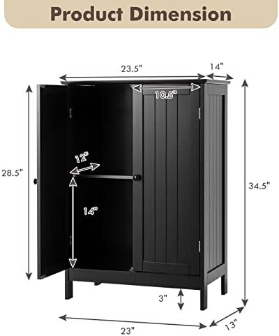 GLACER Bathroom Floor Cabinet, Wooden Storage Cabinet (White)