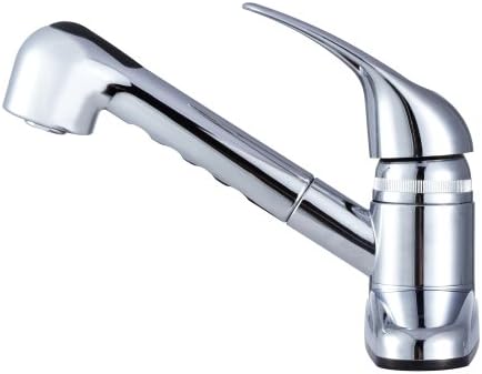 Dura Faucet DF-PK100-SN RV Pull-Out Kitchen Sink Faucet (Satin Nickel) | Corrosion-resistant single-lever build with sprayer. Brushed Satin Nickel. Plated ABS plastic (not metal).
