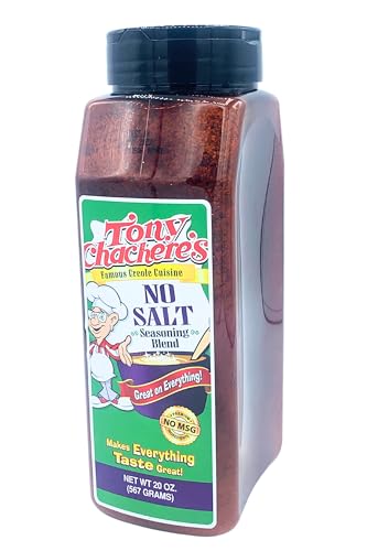 Tony Chachere's No Salt Seasoning - 20 oz Shaker Jar of Savory Spice Blend for Delicious, Healthy Meals, For Low Sodium Diets and Flavorful Seasoning