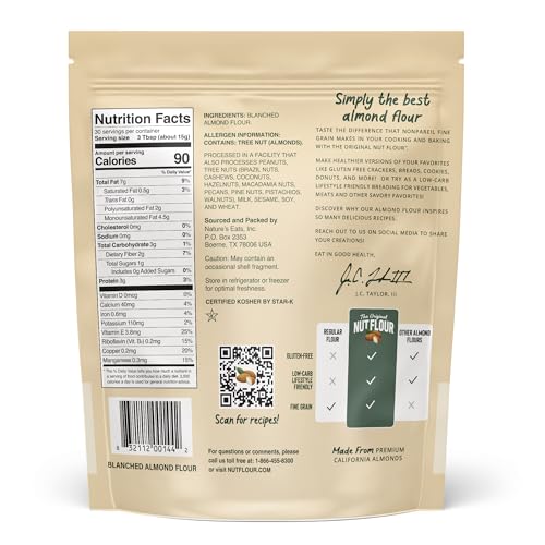 Nature’s Eats Superfine Almond Flour - Finely Sifted, Blanched Gluten Free Nut Flour for Bread, Pancake Mix, Muffins