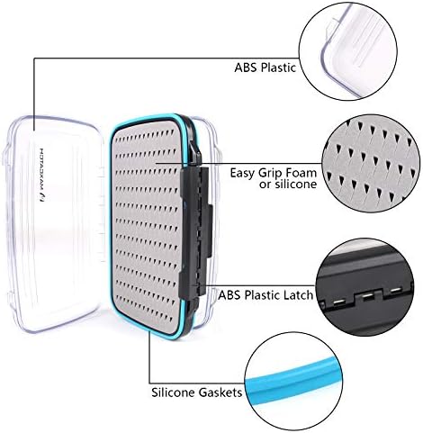 Maxcatch Waterproof Double-Sided Fly Box - Lightweight & Durable Fly Fishing Box with Clear Lid & Easy Grip Foam for Dry & Wet Flies Storage