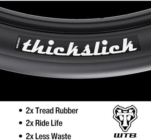 WTB ThickSlick Hybrid Bike Tire (26"/29"/700c) Wire Bead - Slick Tread - Commuter & Campus (Black/White, Optional Flat Guard)