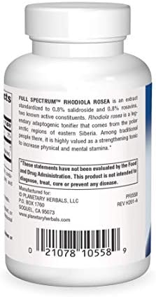 Planetary Herbals Rhodiola Rosea Extract Full Spectrum 327mg, Adaptogen for Physical & Mental Stamina