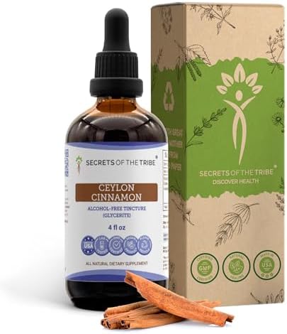 Secrets of the Tribe Ceylon Cinnamon Tincture Alcohol-Free Liquid Extract, Ceylon Cinnamon (Cinnamomum Verum) Dried Bark (2 FL OZ)
