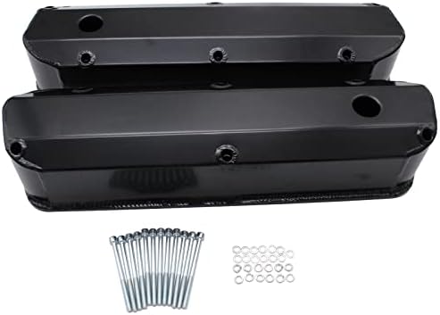 Black Fabricated Aluminum Tall Baffled Valve Covers Compatible for F-ord SBF V8 260 289 302 351W