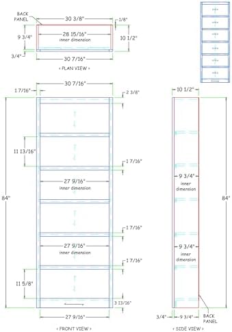 Concepts In Wood Midas Six Shelf Bookcase 84" H Cherry Finish