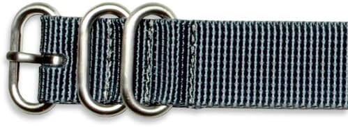 Military Ballistic Nylon Watch Band With Silver Tone Buckle-Choice of Color (Black, Brown, Olive, Black/Grey, Orange, Grey) & Width (18mm, 20mm, 22mm, 24mm, 26mm)