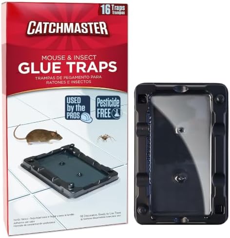 Catchmaster-16 Mouse & Insect Glue Traps, Heavy-Duty Pesticide-Free Sticky Mouse Traps Indoor for Home, Used by the PROs