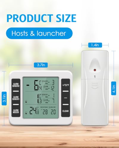 AMIR Refrigerator Thermometer, Wireless Indoor Outdoor Thermometer