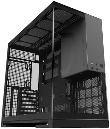 Geometric Future M5 Tempered Glass Mid Tower, E-ATX/ATX Gaming Case, 1.2mm Steel, Type C, Toolless Panels, Support 420/360 Radiator, ARGB PWM 140m Fan x 5 Pre-Installed, Black/Yellow, GEO-M5F-BY