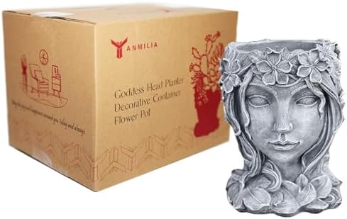 Head Planter Face Flower Pot Goddess Statue Planter Girl Portrait Container