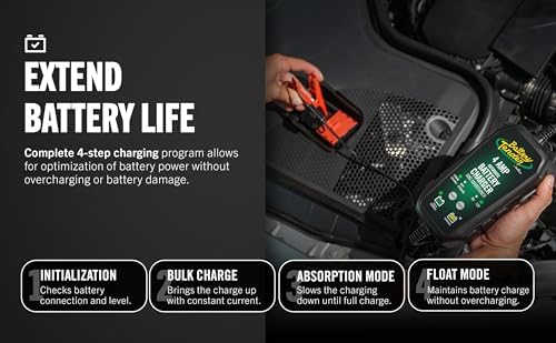 Battery Tender 4 AMP Battery Charger and Maintainer - Automotive Switchable 12V or 6V Smart Automatic for Cars SUVs and Trucks - Lead Acid, AGM, Gel