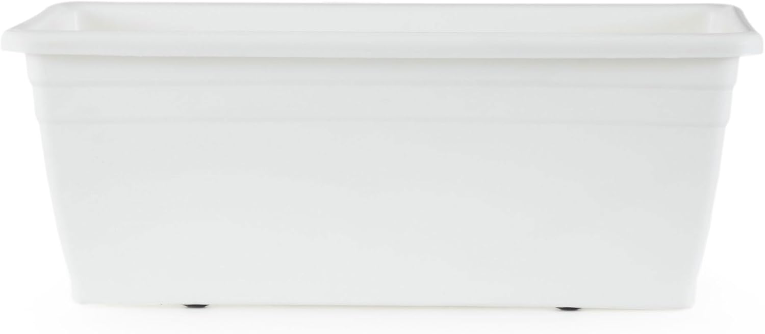 The HC Companies 24 Inch Heavy Duty Deck Rail Planter Boxes, White, 4-Pack
