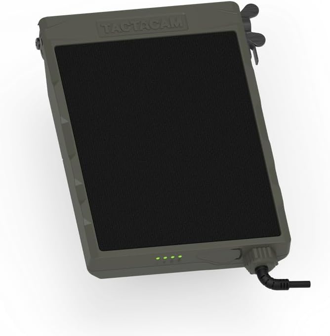 Tactacam Defend Solar Panel, Built-in Battery, Day & Night Power | 5, 200mAh built-in battery, weatherproof, integrated mount, also fits REVEAL X