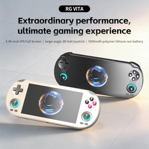 RG Vita Retro Handheld Game Console, Android 12 Portable Gaming Console with 5.46" IPS Touch Screen, No Game, Multi-Emulator, Wireless Screen Mirroring, Ideal for Home & Outdoor Entertainment (Black)