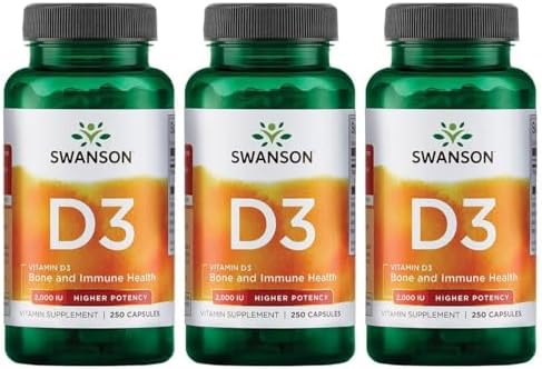 Swanson Higher Potency Vitamin D-3 2000 Iu - Sunshine Vitamin Bone, Immune Support (50 mcg) 250 Capsules