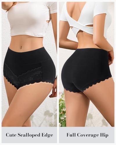 Women's High Waist Cotton Underwear Stretch Briefs Soft Comfy Ladies Panties MultiPack