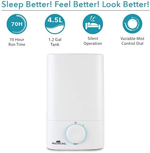 Air Innovations Humidifiers for Bedroom Convenient Oversized 4.5L Tank Runs for 70 Hours for Large Room up to 400 Sq Ft Top Fill Cool Mist