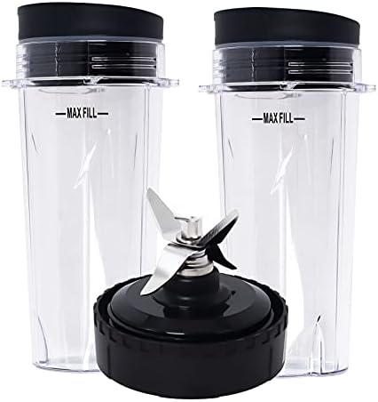 Replacement Blade Assembly Compatible with Nutri Ninja BL660 BL740 BL663 Series, 16oz Cup Only, 6-Male-Fin Base, 3.35" Bottom Diameter, Not for 7-Fin or Auto-iQ Systems