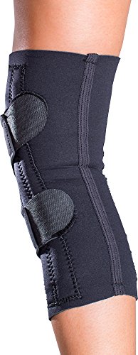 DonJoy Lateral J Knee Brace (Right Leg, Medium) | Hinged Neoprene Sleeve with Lateral J Buttress for Patellar Support, Right Leg. Sku 11-0775-3