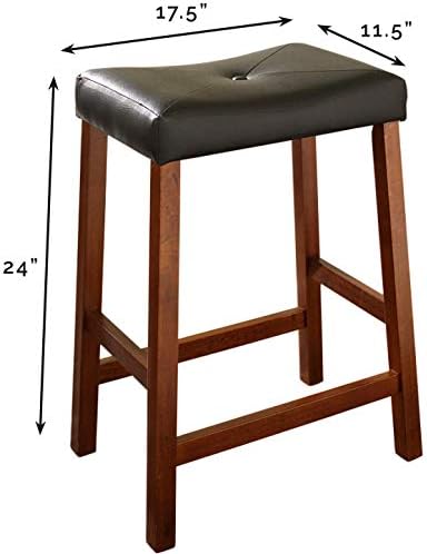 Crosley Furniture Upholstered Saddle Seat Counter Height Bar Stools Set of 2, Black, 24-inch