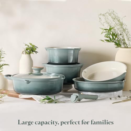 CAROTE 20pcs Titanium Cookware Set, Pots and Pans Set Detachable Handle | Non-Stick, Non-Toxic, PFAS and PFOA Free, Induction Compatible