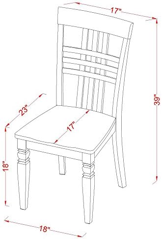 East West Furniture LGC-BCH-W Logan Dining Room Chairs - Stylish Back Solid Wood Seat Chairs, Set of 2, Black & Cherry
