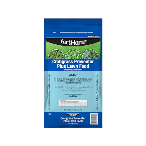 Fertilome (11907) Crabgrass Preventer + Lawn Food 20-0-3, 16 lbs | Dithiopyr + 20-0-3 NPK granules - Pre-emergent crabgrass + broadleaf control - Spring lawn care users
