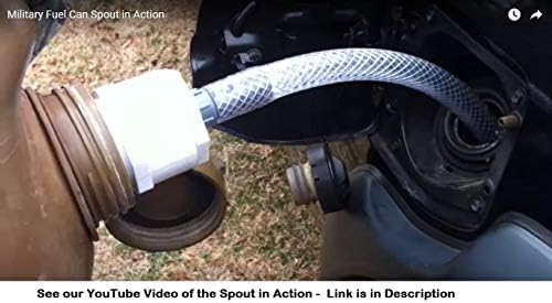 High-Flow Spout for 5 Gallon Plastic Military Fuel Cans -Easy Thread Nozzles with Filter and Dust Cap (3/4" O.D./18" Long)