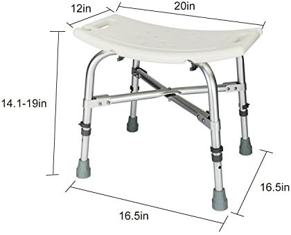 Shower Stool, Spa Bathtub Shower Lift Chair, Protable Bath Seat, Adjustable Shower Bench, White Bathtub Lift Chair with 1.25mm Cross Brace