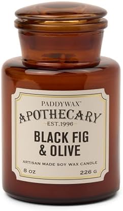 Paddywax Artisan Apothecary Scented Candle, Tobacco & Patchouli, 8 oz | With Lid, Reusable Glass Jar, Clean Burning Soy Candle, Approx. 54 Hour Burn Time