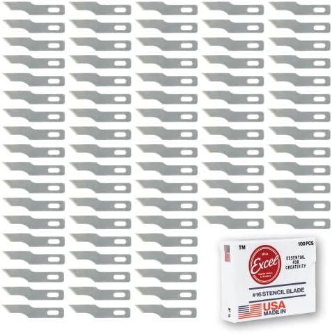Excel Blades #16 Angled Stencil Edge Replacement Blades – 100-Pack High Carbon Steel Blades for Precision Cutting