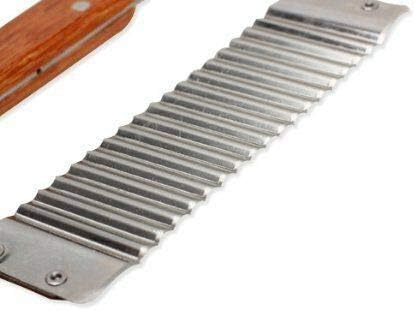 Crinkle Cutting Tool French Fry Slicer Stainless Steel Blade Wooden Handle