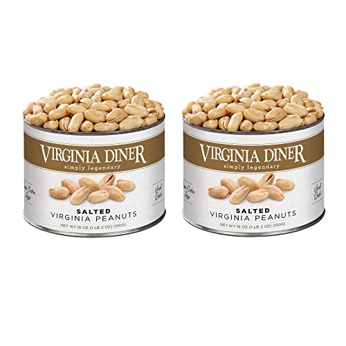 Virginia Diner Salted Virginia Peanuts - XL Gourmet Peanuts Non-GMO, Preservative Free Gifts from Virginia Since 1929-18 Oz Can