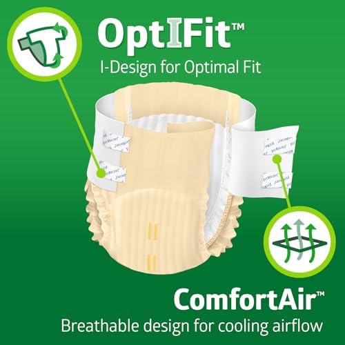 FitRight Adult Diapers, Extra+ Heavy Absorbency, M (Waist Size 32in-44in), 80 Count, OptiFit Incontinence Briefs for Men and Women, Disposable, Moisture-Wicking, Leak Protection,