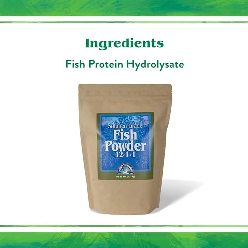 Down To Earth All Natural Fertilizers Solution Grade Fish Powder - 1 lb | Organic Water Soluble Nitrogen, Makes up to 50 Gallons of Liquid Fish Fertilizer for Soil or Foliar Spray 12-1-1