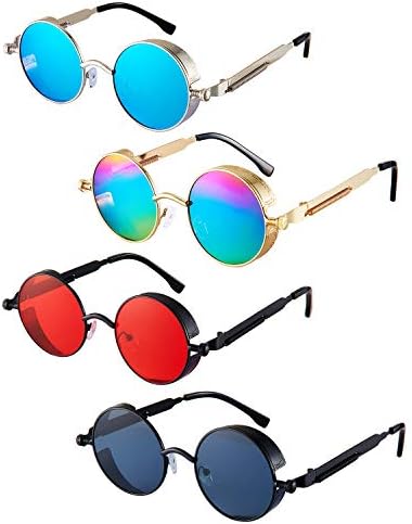 Frienda 4 Pcs Retro Steampunk Sunglasses