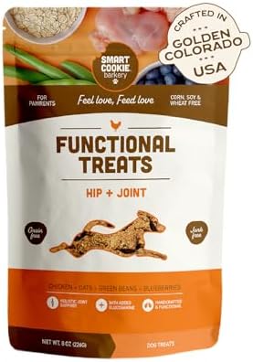 Smart Cookie All Natural Dog Treats - Healthy Hip and Joint Chicken Dog Biscuits with Glucosamine - Ideal for Senior Dogs and Sensitive Stomachs - Dehydrated, Crunchy, Human-Grade, Made in USA - 8oz