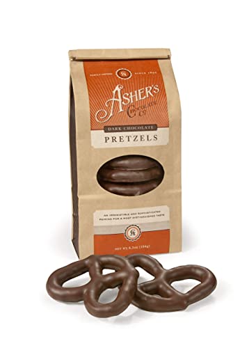 Asher's Chocolates, Chocolate Covered Pretzels, Gourmet Sweet and Salty Candy, Small Batches of Kosher Chocolate, Family Owned Since 1892 (6.5oz, Milk Chocolate)
