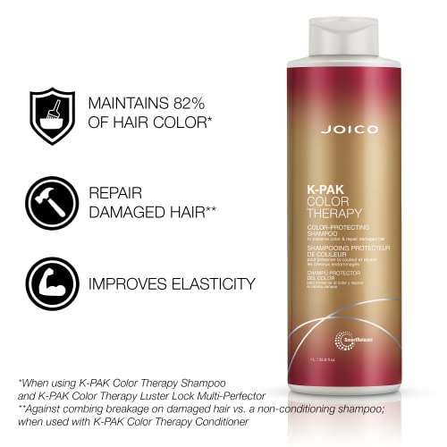 Joico K-PAK Color Therapy Color-Protecting Shampoo & Conditioner Set | For Color-Treated Hair | Boost Shine | Improve Elasticity | Repair Breakage | Rebuild Damaged Hair | With Keratin & Argan Oil