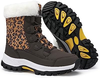 COOJOY Womens Waterproof Winter Snow Boots Warm Shoes Furry Mid Calf Lightweight Walking Hiking Booties