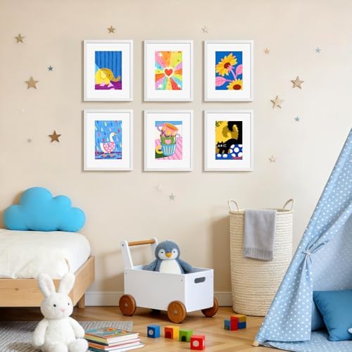 HappyHapi 8x10 Picture Frame Set of 6, Wall or Tabletop Display, White