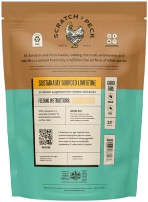 Scratch and Peck Feeds | Oyster Shell Chickens & Ducks | 4 lb Pouch | Essential Calcium Supplement for Eggshell Strength and Hen Health, All Natural, Sustainably Sourced