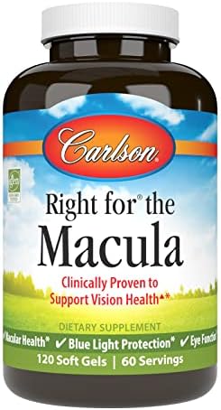 Carlson Right for The Macula, Made with Lutemax 2020, 120 Softgels | Clinically Proven to Support Vision Health, Macular Health, Blue Light Protection