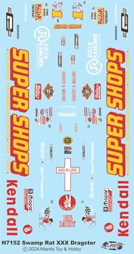 Atlantis H7152 1/25 Scale Swamp Rat XXX Dragster Plastic Model Car Kit - Assembly Required, undefined