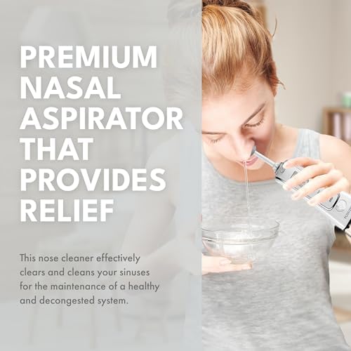 Nasal Irrigator with Bonus 30 Saline Packets - Irrigation for Sinus Relief - Nose Cleaner Aspirator System - Waterproof - 3 Pressures: Normal, Soft