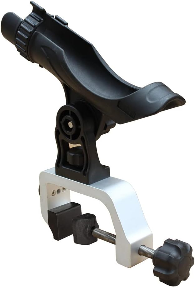 Brocraft Power Lock Fully Adjustable Aluminum Large Opening Clamp Rod Holder for Jon Boat