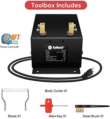 ROMECH 30W Electric Rope Cutter, Hot Knife Thermal Blade, Bench Mount Cutting Tool Kit for Braid Fabric Webbing Belting Ribbon (30W, RM-016)